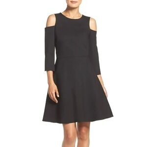 Eliza J Cold Shoulder Ponte Fit & Flare Dress